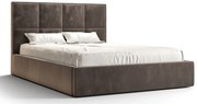 Welurowe łóżko z pojemnikiem jasny brąz 5 rozmiarów K7-S85