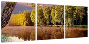 Obraz - Za rzeką (z zegarem) (90x30 cm)