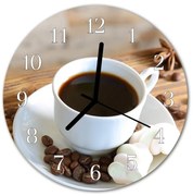Zegar szklany okrągły Kawa