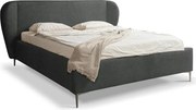 Ciemnoszare tapicerowane łóżko dwuosobowe ze stelażem 180x200 cm Makana – Makamii