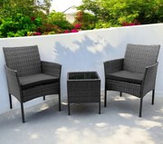 Komplet mebli ogrodowych dla 2 osób z technorattanu Alora NM04, kolor szary