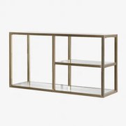 Regał Ścienny ↔︎ 90 Cm Ze Szkła I Stali Amelia Matowe Złoto - Sklum