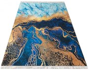 Niebieski prostokątny dywan z motywem marmuru T4-N85