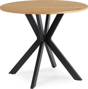 Stół Okrągły LAUREN 90 cm Dąb Złoty/Czarny Loft Nowoczesny