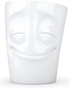 Biały zadowolony porcelanowy kubek z uchem 58products, 350 ml