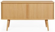 Niska komoda w dekorze dębu z drzwiami przesuwnymi 138x75 cm Rove – Woodman