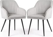 2x Welurowe krzesło tapicerowane z przeszyciami Szary FLORENCE Czarne nogi
