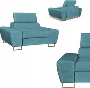 Fotel wypoczynkowy Bosso salon Family meble niebieski welur reg zagłówek