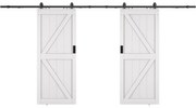 Drzwi przesuwne naścienne podwójne - Drewno i MDF - biały - 2 x wys. 205 x szer. 93 cm - NEFARA