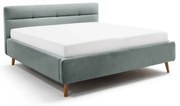 Jasnoniebieskie tapicerowane łóżko dwuosobowe ze schowkiem ze stelażem 160x200 cm Lotte – Meise Möbel