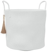 Biały bawełniany kosz na pranie w stylu boho B8-S12