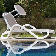 Leżak basenowy z daszkiem Alfa Bianco / Tortora NARDI