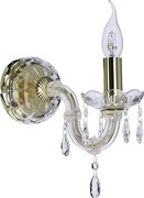 Maria Teresa Gold Crystal –pojedynczy złoty kinkiet kryształowy glamour do salonu i sypialni
