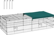 PawHut Wybieg dla małych zwierząt, wybieg na zewnątrz dla królików karłowatych, 185 x 75 x 50 cm, Zielony + Czarny