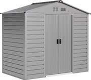 Outsunny 2,1 x 1,3 m Szopa Ogrodowa, Schowek na Narzędzia ze Stali, Zamykane Drzwi, 4 Otwory Wentylacyjne, Szary