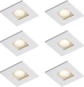 Zestaw 6 nowoczesnych reflektorów wpuszczanych kwadratowych białych IP44 - Qure