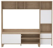 Biało-naturalny zestaw pod TV w dekorze dębu 209x183x48 cm Next – Tvilum