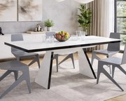 Rozkładany stół w wysokim połysku Alan biały/czarny