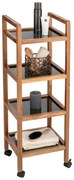 Mobilny regał z drewna akacji FONDI, 4 poziomy, wys. 101,5 cm