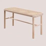 Ławka 90 Cm Z Rattanu I Drewna Riolut Natural - Sklum