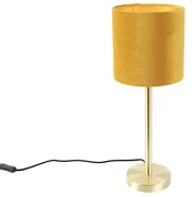 Lampa stołowa mosiądz klosz welurowy żółto-złoty 20cm - Simplo Nowoczesny Oswietlenie wewnetrzne