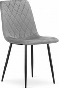 Szare aksamitne krzesło TURIN z czarnymi nogami
