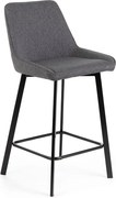 Zestaw 2 ciemnoszarych wysokich krzeseł "Fox" z tapicerką materiałową i podnóżkiem, 44x50 cm, 94 wys.