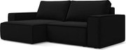 Narożnik lewostronny z funkcją spania - z tkaniny welwetowej - czarny - KIMO