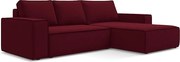 Narożnik prawostronny z funkcją spania - z tkaniny welwetowej - burgundowy - KIMO