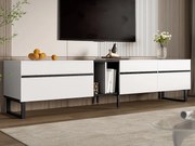 Nowoczesne meble TV 180x38x45 cm - 3 drzwi - z otwartymi półkami - Biały