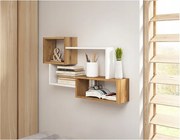 Nowoczesna półka wisząca z 3 prostokątami, do salonu, sypialni i pokoju dąb wotan, biały mat