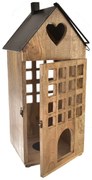 InDecor Latarnia z drewna mango czarna, 28 x 28 x66 cm, L
