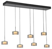 Lampa wisząca czarna z przydymionym szkłem z LED 7-punktowa Easylift - RikaDesignerski Oswietlenie wewnetrzne