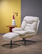 KRONOS fotel z podnóżkiem, beżowy melanż nowoczesny eco skóra kołyska