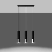 Lampy wiszące nowoczesny Zarpex, stal - 3 źródło światła 3000K - L.45 x H.90 cm - czarny/chrom