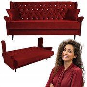 Kanapa czerwona USZAK welurowy WERSALKA rozkładana GAJA Family Meble