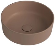 Umywalka ceramiczna nablatowa okrągła brązowa bez otworu na baterię 42 cm LERA Cappuccino