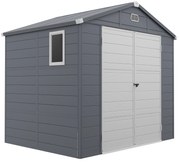 Outsunny Szopa na narzędzia, domek ogrodowy z oknem wentylacyjnym, plastik, metal, 240 x 190 x 228, szary