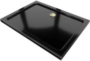 Mexen Flat brodzik prostokątny slim 140 x 100 cm, czarny, syfon złoty - 40701014G