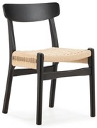 Czarne krzesła zestaw 2 szt. z litego drewna kauczukowego Biel – MOME