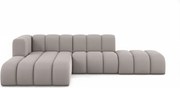 Narożnik w kształcie L z pufą Grand Mini, tkanina Salvador, Szary, Lewy