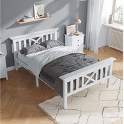 Łóżko dziecięce 90 x 200 cm – z zagłówkiem i stelażem – białe drewno – materac nie jest wliczony w cenę