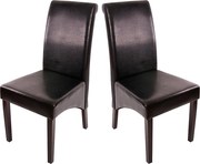 Krzesło do jadalni Cesena (zestaw 2 sztuk),  skóra, czarny, ciemne nóżki