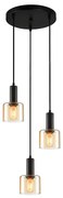 ITALUX PND-65342-3A-BK+AMB - Żyrandol na lince SANTIA 3xE27/40W/230V