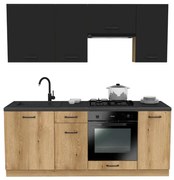 Zestaw mebli kuchennych czarny + dąb evoke C7-W61