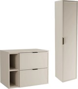 Kaszmirowy Zestaw do Łazienki 80cm Szafka z Blatem Regał Słupek Fronty Ramka Roma