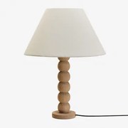 Lampa Stołowa Z Drewna Mango Soler Drewno Mango & Biały Ø40 Cm - ↑20 Cm Menorca - Sklum
