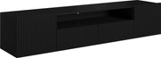 Szafka RTV wisząca Nicole 200 cm z wnęką i szufladami - czarny / czarny mat