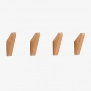 Zestaw 4 Drewnianych Wieszaków Ściennych Brana Drewno Mango - Sklum