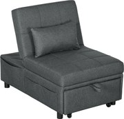 HOMCOM 4-w-1 wielofunkcyjna rozkładana sofa, składany fotel do spania z regulowanym oparciem i poduszką | Aosom PL